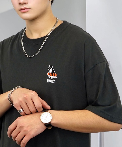 tシャツ 刺繍 ワイド 半袖 Tシャツ ロゴ キャラ ハート メンズ