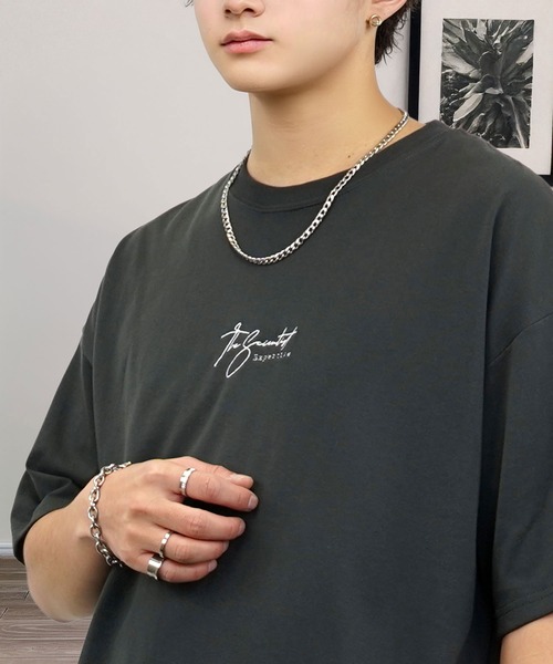 tシャツ 刺繍 ワイド 半袖 Tシャツ ロゴ キャラ ハート メンズ