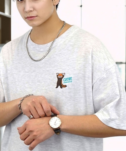 tシャツ 刺繍 ワイド 半袖 Tシャツ ロゴ キャラ ハート メンズ