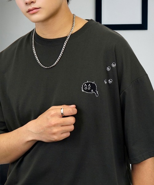tシャツ 刺繍 ワイド 半袖 Tシャツ ロゴ キャラ ハート メンズ