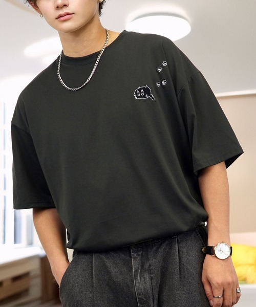 tシャツ 刺繍 ワイド 半袖 Tシャツ ロゴ キャラ ハート メンズ