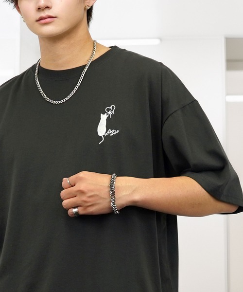 tシャツ 刺繍 ワイド 半袖 Tシャツ ロゴ キャラ ハート メンズ