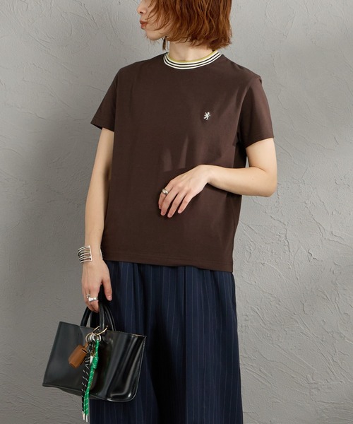 tシャツ 「GYMPHLEX/ジムフレックス」 ラインリブ ショートスリーブリンガーTシャツ レディースの画像