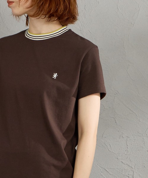 tシャツ 「GYMPHLEX/ジムフレックス」 ラインリブ ショートスリーブリンガーTシャツ レディースの画像