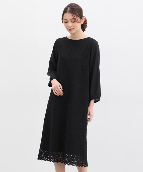 「Honeys」 「GLACIER」長袖ワンピース LL ネイビー レディース_画像3