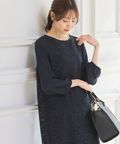 「Honeys」 「GLACIER」長袖ワンピース LL ネイビー レディース_画像9