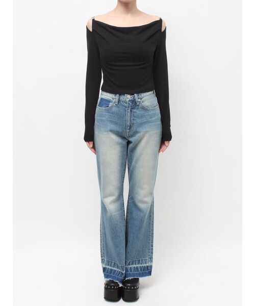 EVRIS(エヴリス) tシャツ チェーンドレープリブトップス 春服 EVRIS(エヴリス) tシャツ チェーンドレープリブトップス 春服
