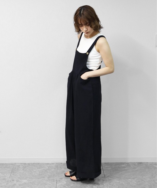 レディース 【新品・未使用】otona satin wide salopette(navy)