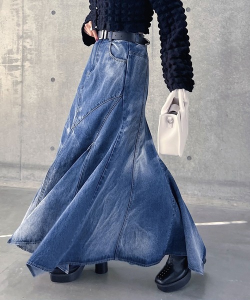 「PAGEBOY」 デニムスカート M ブルー レディース_画像6