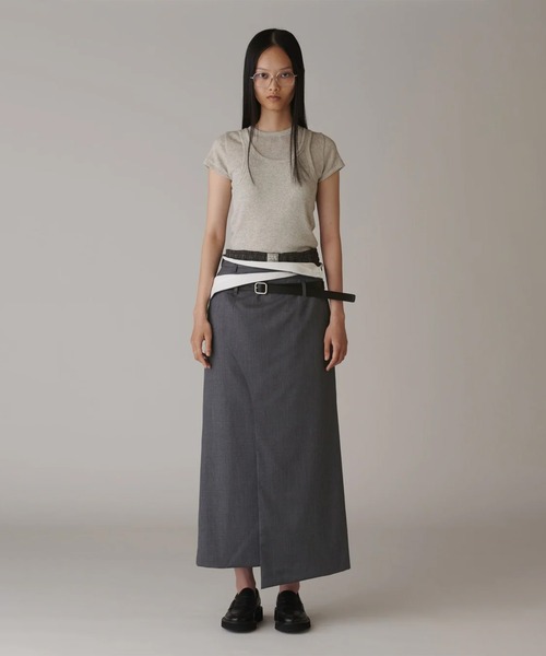 スカート 「INSCRIRE/アンスクリア」Wool Wrap Skirt/ウールラップスカートの画像