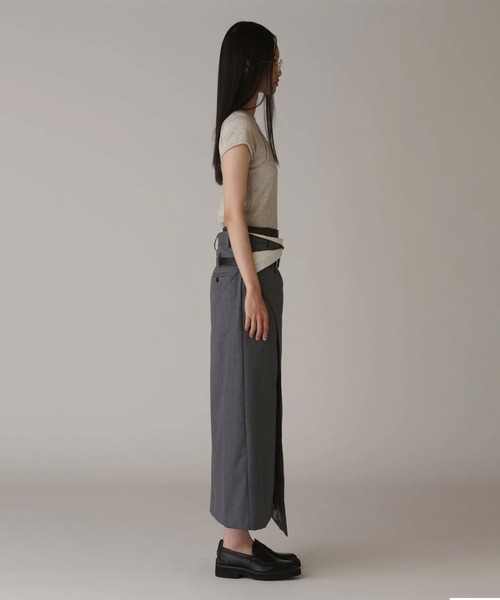 スカート 「INSCRIRE/アンスクリア」Wool Wrap Skirt/ウールラップスカートの画像