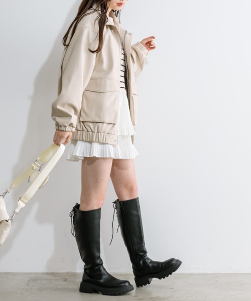「OLIVE des OLIVE」 レザーブルゾン FREE アイボリー レディース_画像3