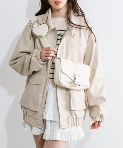 「OLIVE des OLIVE」 レザーブルゾン FREE アイボリー レディース_画像5
