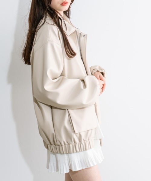 「OLIVE des OLIVE」 レザーブルゾン FREE アイボリー レディース_画像6