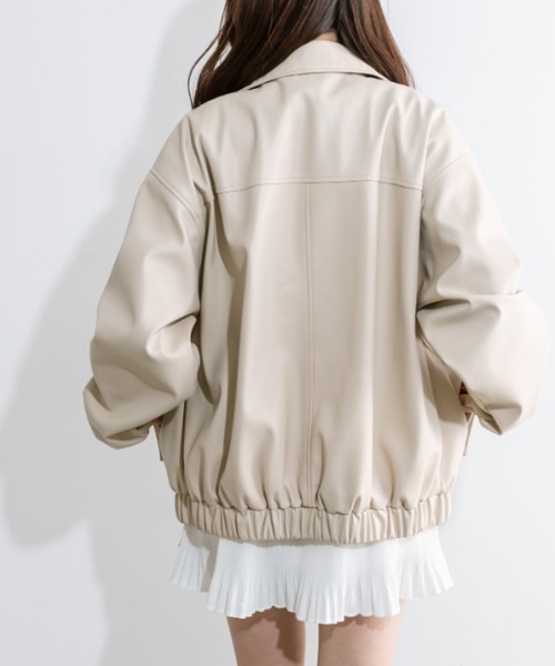 「OLIVE des OLIVE」 レザーブルゾン FREE アイボリー レディース_画像7