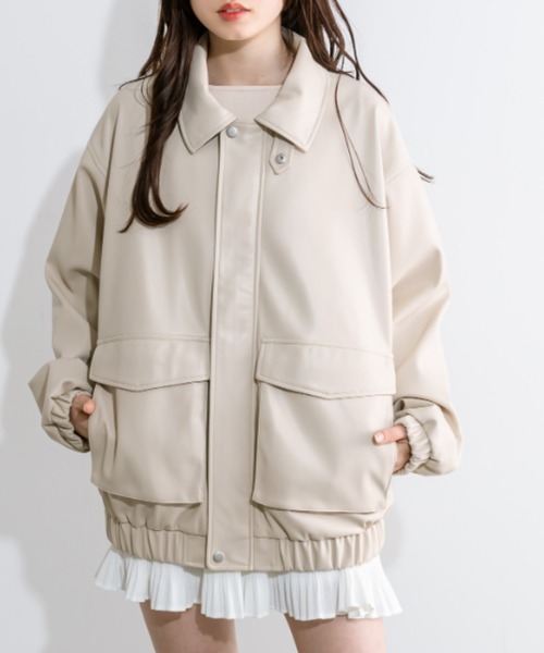 「OLIVE des OLIVE」 レザーブルゾン FREE アイボリー レディース_画像8