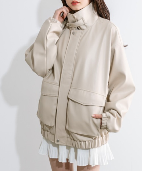 「OLIVE des OLIVE」 レザーブルゾン FREE アイボリー レディース_画像9