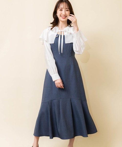 ワンピースネイビー ブルー ノエラ ワンピース リバティワンピース M