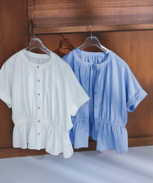 ブラウス シャツ 追加生産「ちょうど、いい服」きゅっとふわっと。全部盛りブラウス レディースの画像