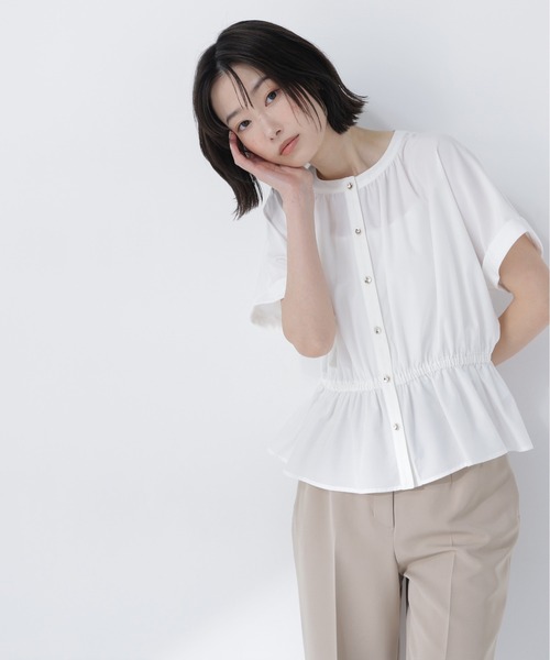 ブラウス シャツ 追加生産「ちょうど、いい服」きゅっとふわっと。全部盛りブラウス レディースの画像