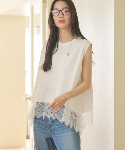 BEAUTY＆YOUTH UNITED ARROWS tシャツ 「WEB限定」レースコンビ 
