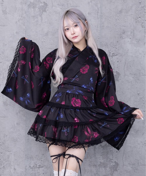 通常出品♡150cm♡浴衣ドレス♡ Amilige（アミリージュ） 浴衣 Devil Rose Bat浴衣ドレス レディース