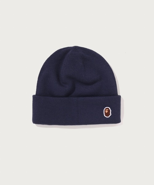 A BATHING APE ネイビー ロゴ入り ニット帽 A BATHING APE（アベイシングエイプ） ニット帽 ニットキャップ メンズ