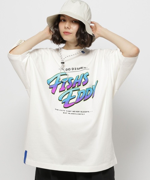 「Fishs Eddy」 半袖Tシャツ LARGE ホワイト レディース_画像3