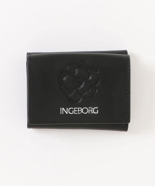 INGEBORG インゲボルグ　カメリア刺繍入り本革三つ折り財布 INGEBORG（インゲボルグ） 財布 カメリア刺繍入り本革三つ折り財布