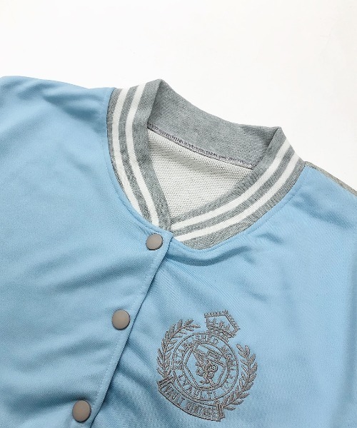 Drawer ウールレザースタジャン ロゴ 刺繍 黒 モード エンブレム 人気】PAZZO CLUB パッゾ スタジャン 刺繍 牛革レザー ウール