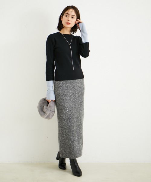ニット セーター 「再入荷」バイカラースリーブラメニット レディース LE CERCLE par rope' ニット セーター 「再入荷」バイカラー