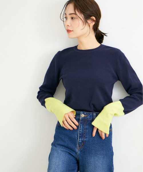 ニット セーター 「再入荷」バイカラースリーブラメニット レディース LE CERCLE par rope' ニット セーター 「再入荷」バイカラー