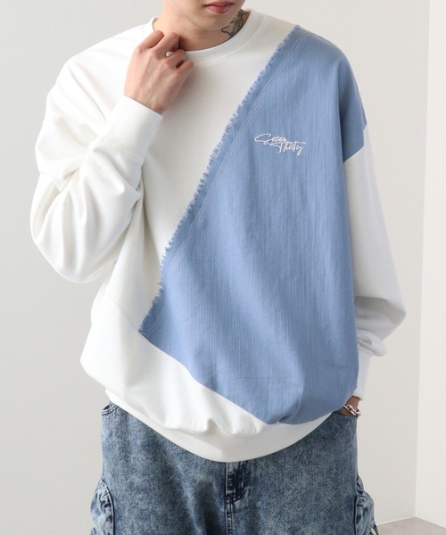 RE730 トレーナー スウェット デニム配色トレーナー メンズ レディース