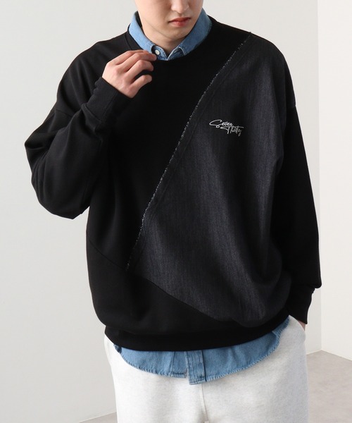 RE730 トレーナー スウェット デニム配色トレーナー メンズ レディース