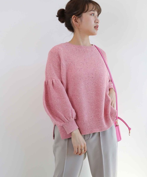 ニット セーター カラーネップボリュームスリーブニット レディース Jines ニット セーター カラーネップボリュームスリーブニット