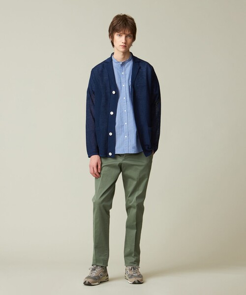 J.PRESS メンズ　ジャケット　カーディガン　M ネイビー J.PRESS カーディガン 「HYBRID LINEN」ニットジャケット メンズ