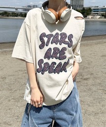 国内発送★VS★キラキラロゴ☆長袖Tシャツ&パンツセット VネックコンパクトロングTシャツ トップス ロンT[品番
