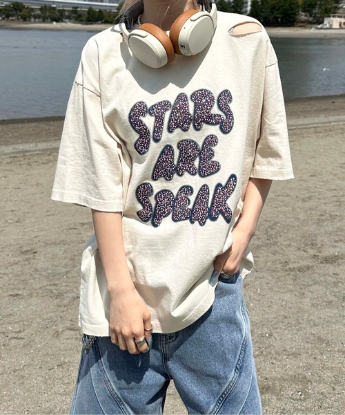 tシャツ ダメージキラキラロゴTシャツ メンズ レディース : ZOZOTOWN