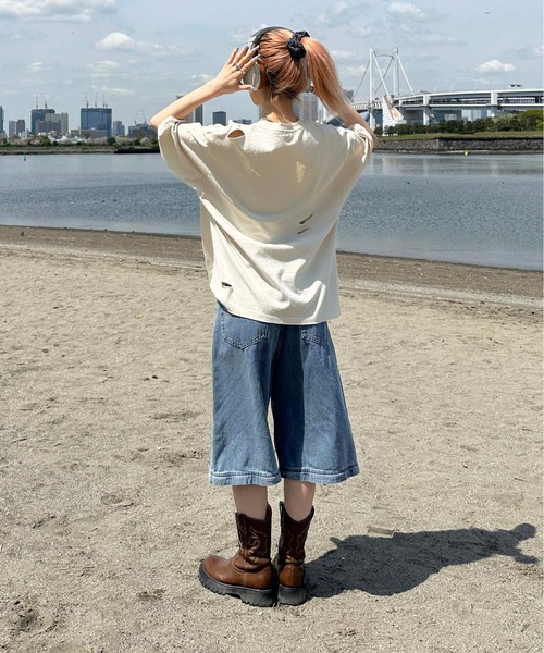 tシャツ ダメージキラキラロゴTシャツ メンズ レディース : ZOZOTOWN