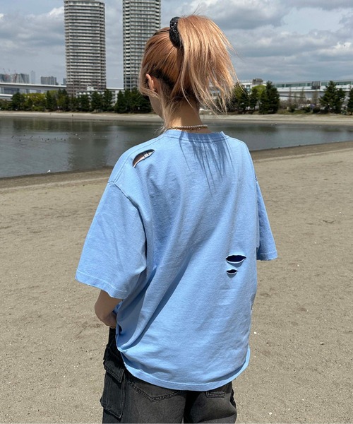 tシャツ ダメージキラキラロゴTシャツ メンズ レディース : ZOZOTOWN