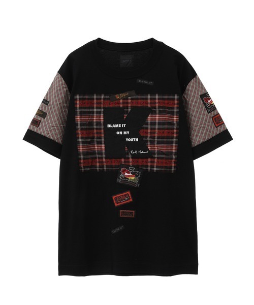 Karl Helmut / ブロックチェックワッペンシャツ  黒Ｘグレー O-24-04-30-1087-EL-BL-SA-ZT407 Karl Helmut / ブロックチェックワッペンシャツ 黒Xグレー O-24