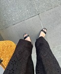 ワイドパンツ パンツ レースシアーパンツ(ch...の詳細画像1
