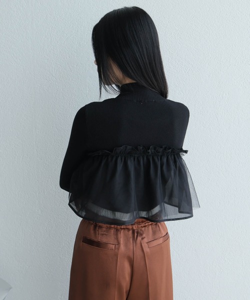 チュールフリル×シアーカフスリブニットセット レディース LADYMADE チュールフリル×シアーカフスリブニットセット
