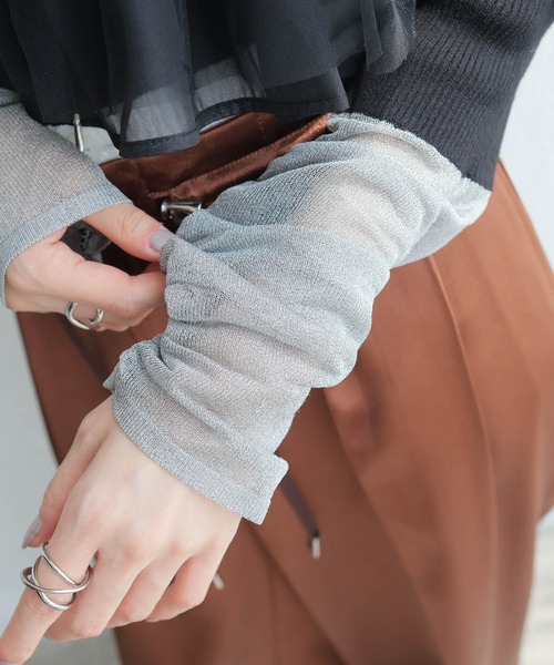 チュールフリル×シアーカフスリブニットセット レディース LADYMADE チュールフリル×シアーカフスリブニットセット