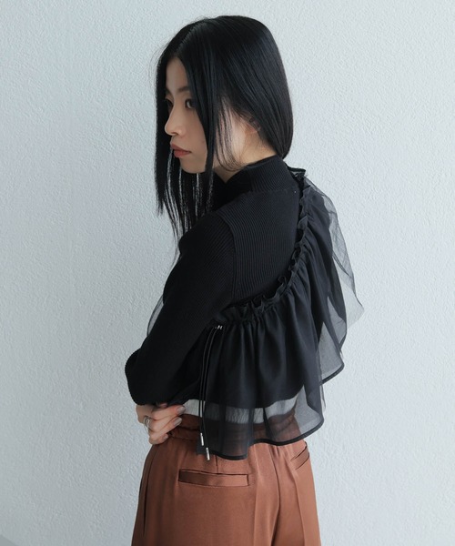チュールフリル×シアーカフスリブニットセット LADYMADE チュールフリル×シアーカフスリブニットセット