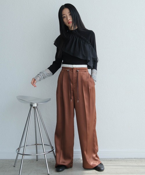 チュールフリル×シアーカフスリブニットセット LADYMADE チュールフリル×シアーカフスリブニットセット