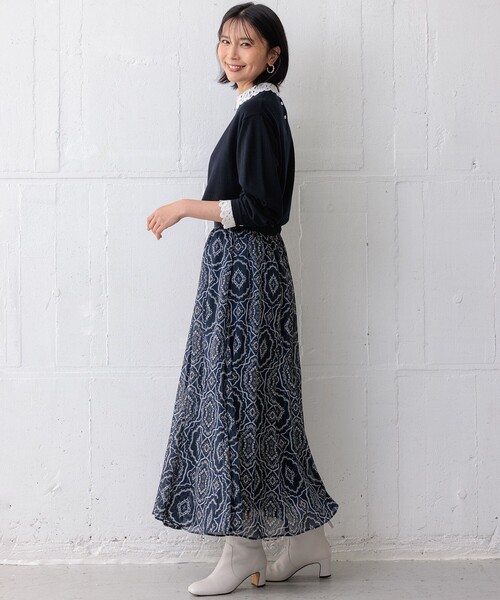 23区 【杏さん着用】オーナメントプリント ギャザースカート 23区 スカート 「杏さん着用」オーナメントプリント ギャザー