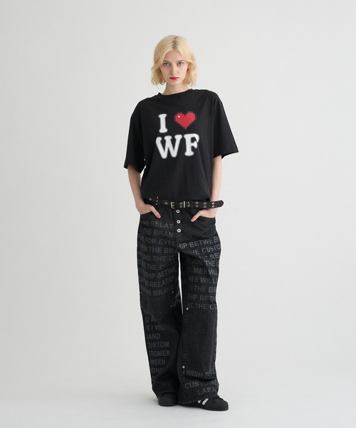 WISH FOR EVER（ウィッシュフォーエバー） ジーンズ LETTER PRINT 