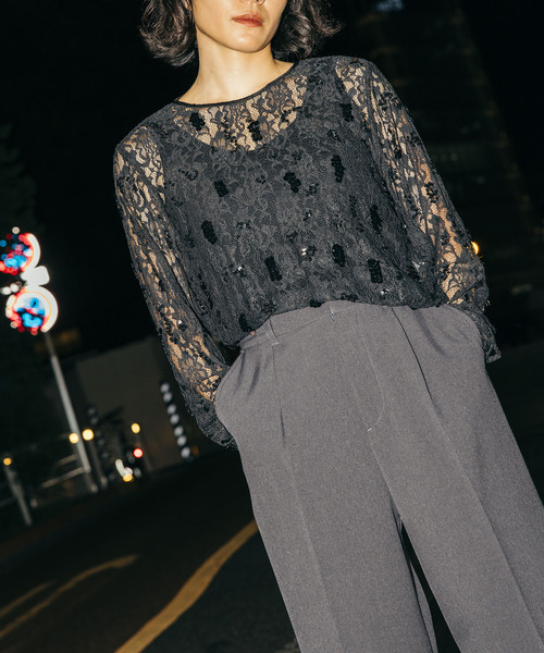 シャツ ブラウス 「SARA MALLIKA/サラマリカ」SPARKLE SEQUINS EMB 