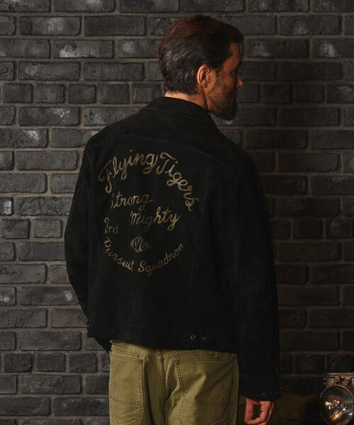 美品 AVIREXスウェードレザーJKT AVIREX 革ジャン ライダース AGED SUEDE SOUVENIR JACKET